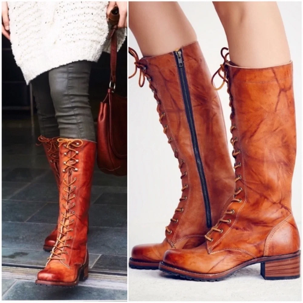 FRYE Campus Lug Lace Leather Knee-High Boots - Picture 14 of 16